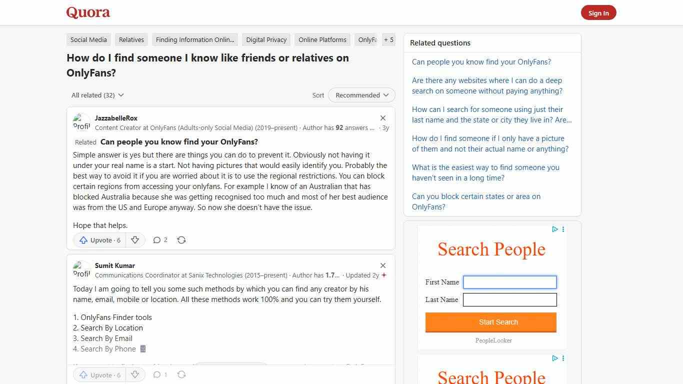 How to find someone I know like friends or relatives on OnlyFans - Quora
